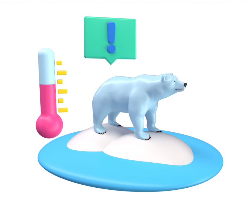 Polar bear threatened by climate change - 3D image