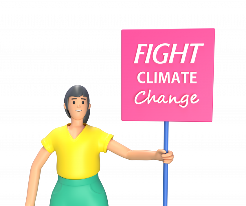 Fight climate change protest - 3D image