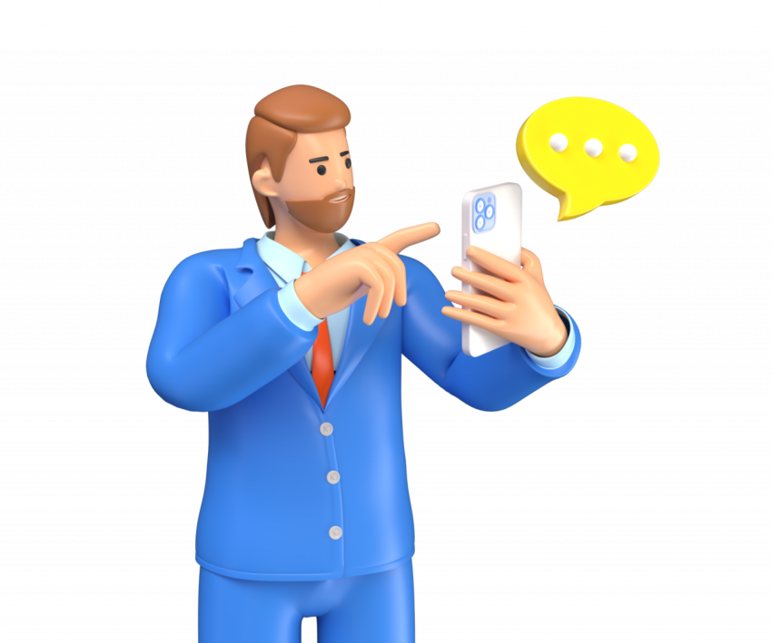 Businessman Chatting on Mobile - 3D image