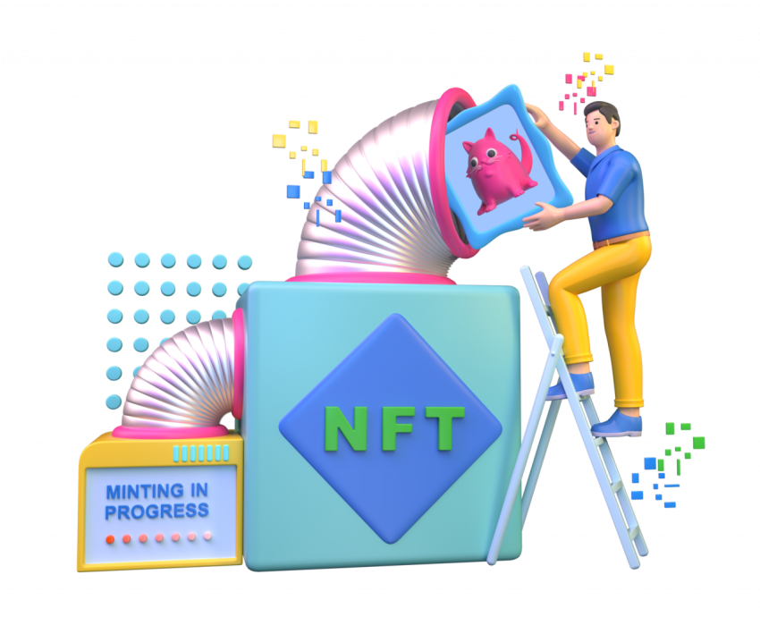 NFT minting process - 3D image