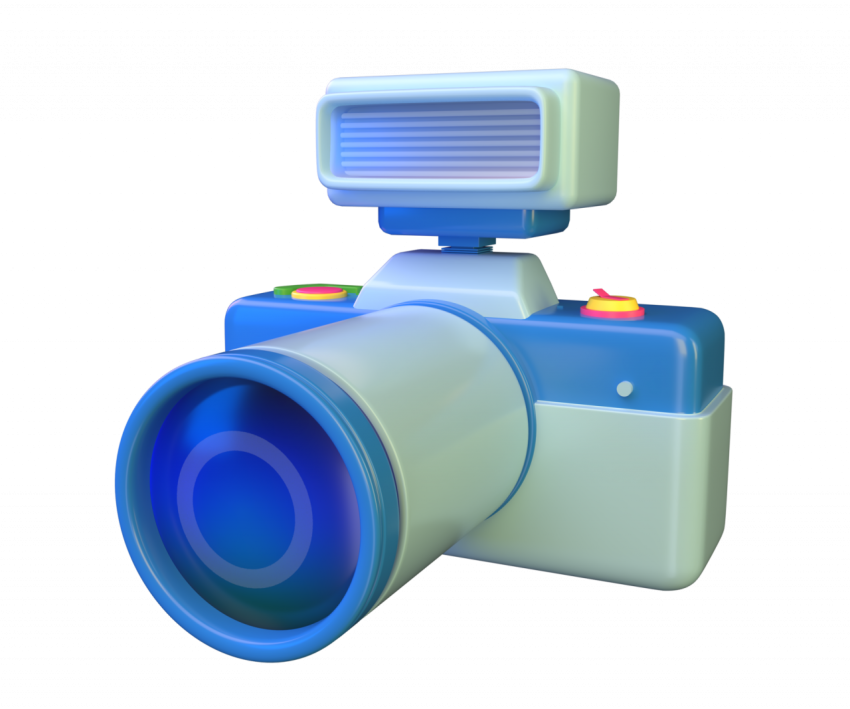 Camera with flash - 3D image