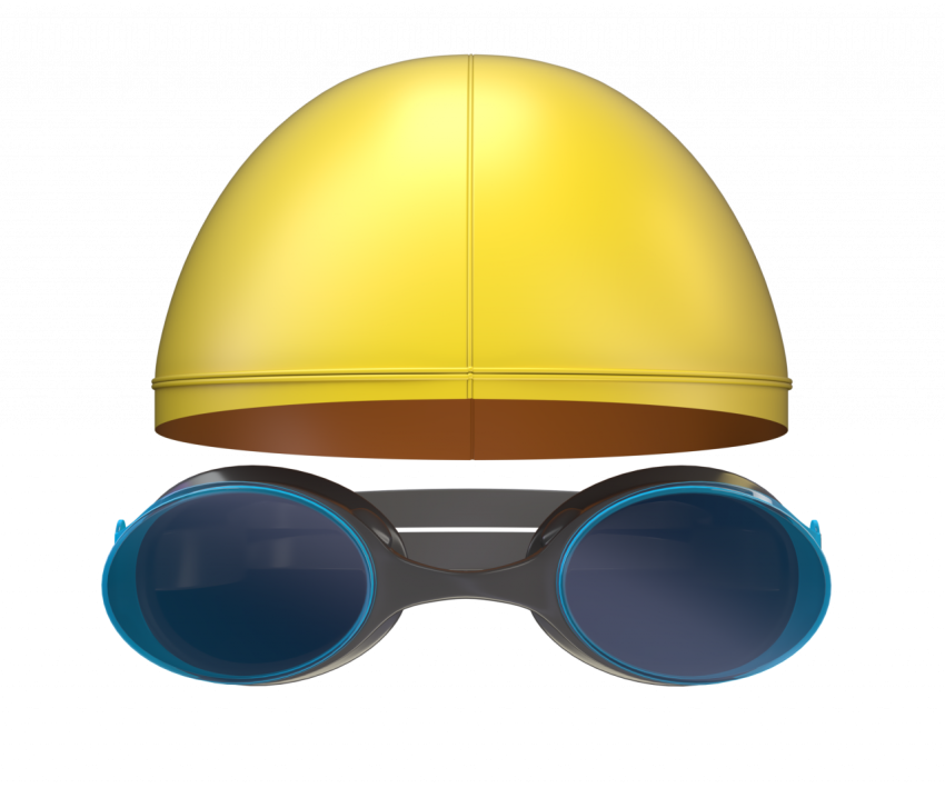 Swimming Hat and Goggles - 3D image