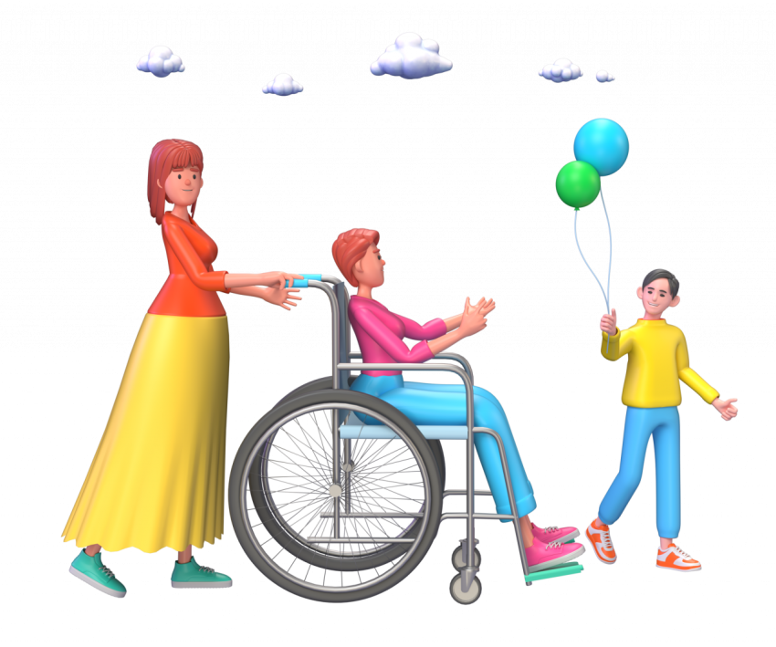 Granny on Wheelchair - 3D image