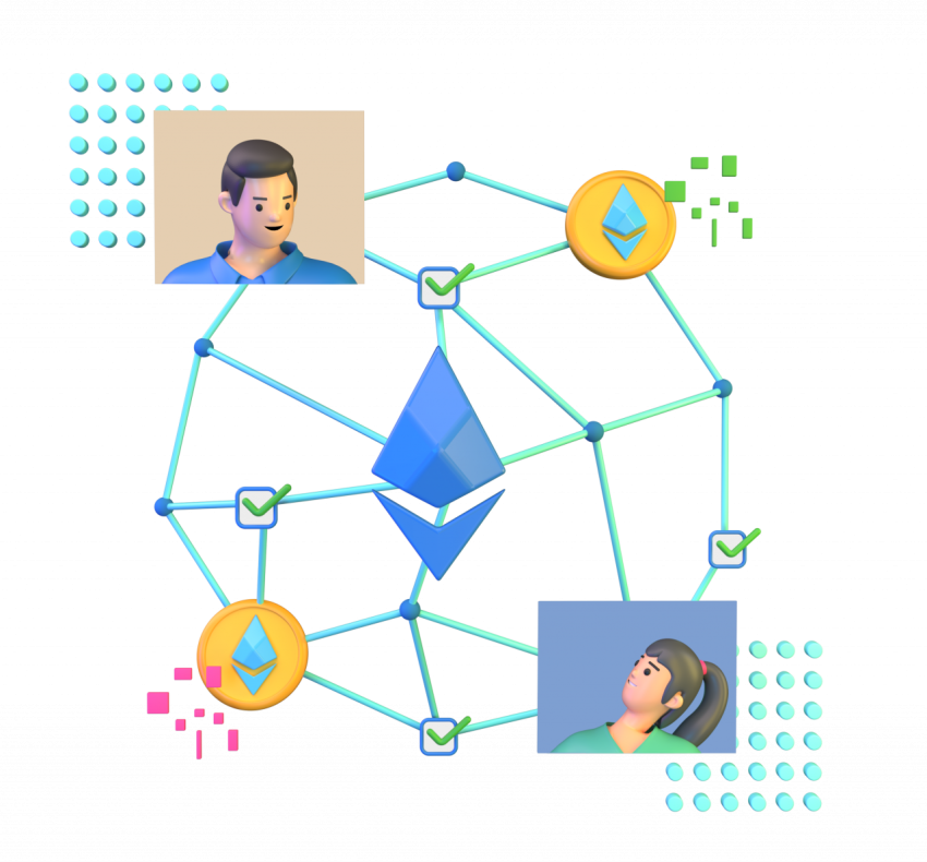 Ethereum blockchain - 3D image