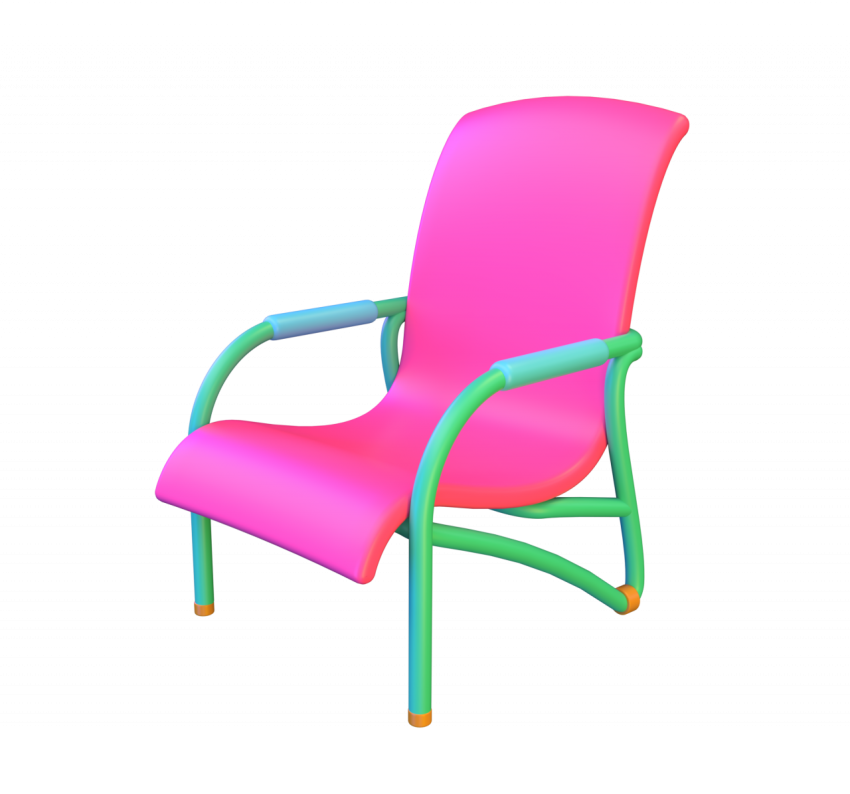 Outdoor chair with arms - 3D image