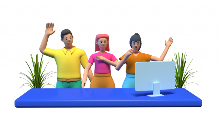 Happy business team - 3D image