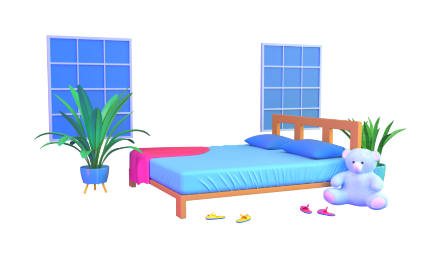 Tidy Bedroom Arrangement - 3D image