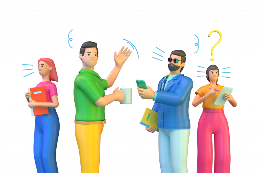 Business employees team working - 3D image