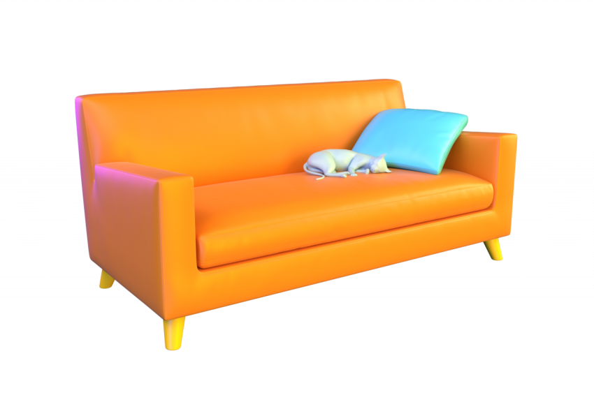 Kitten on a Sofa - 3D image