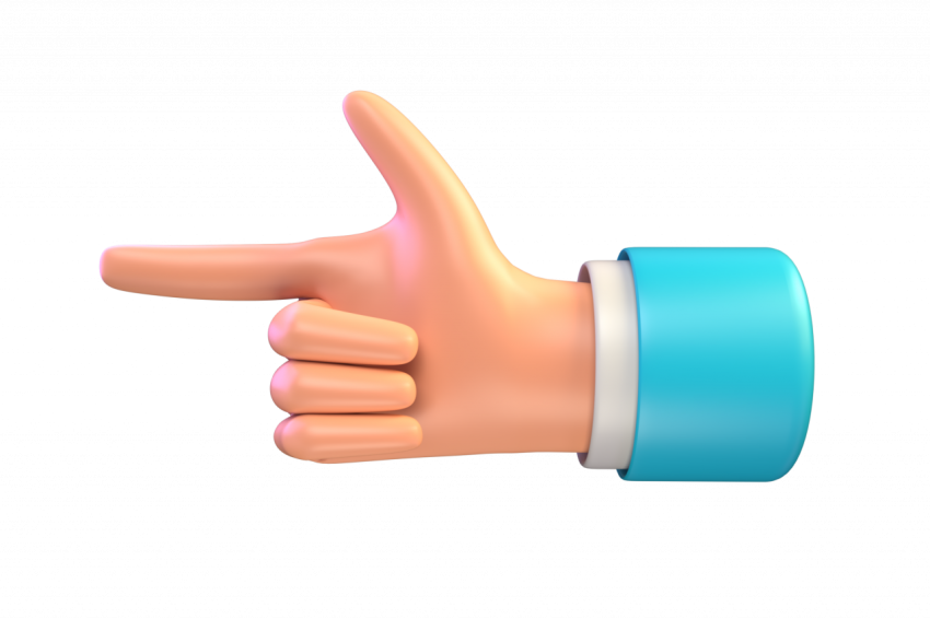 Left direction finger hand gesture - 3D image