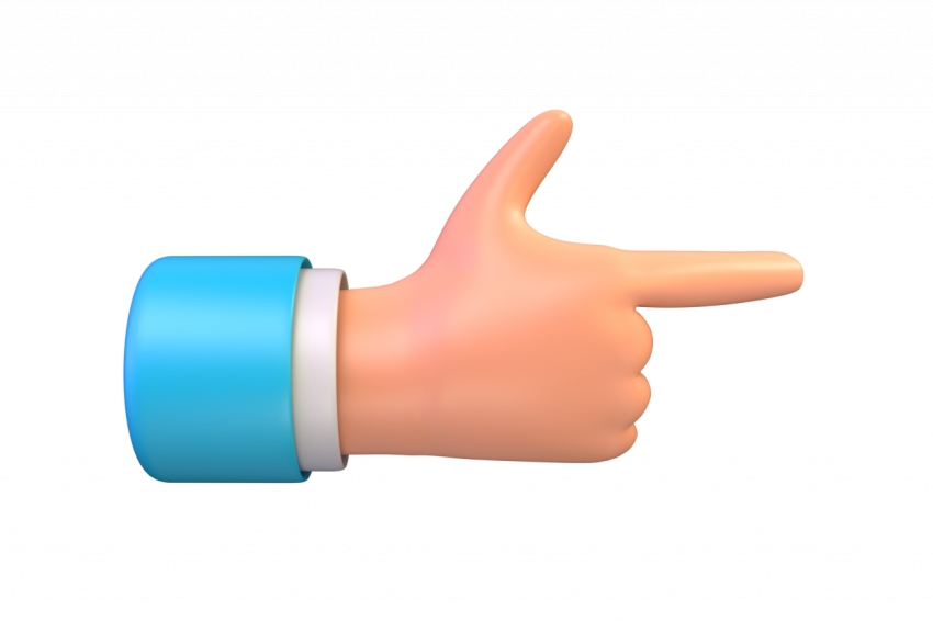 Right direction finger hand gesture - 3D image
