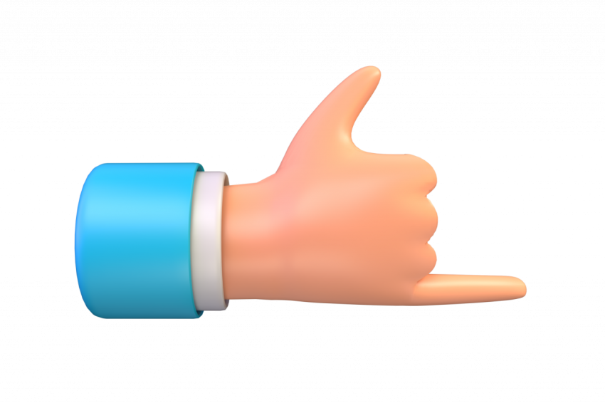Rock on hand gesture - 3D image