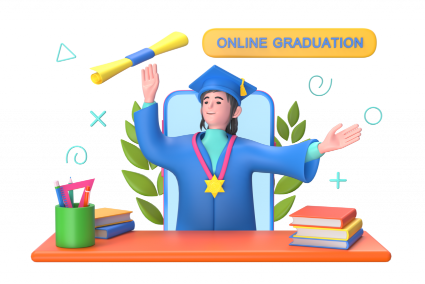 Online graduation celebration - 3D image