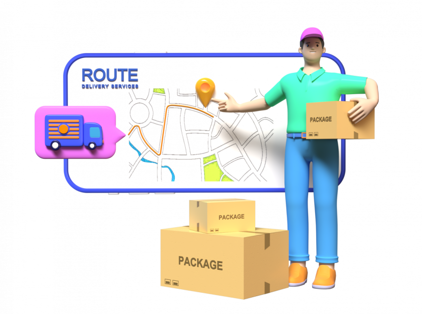 Track delivery packages - 3D image