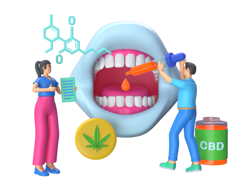 Research team finding use of CBD oil - 3D image