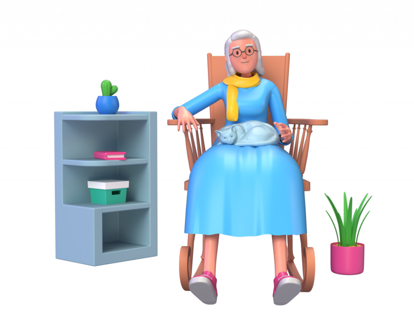 Senior Citizen on Rocking Chair - 3D image