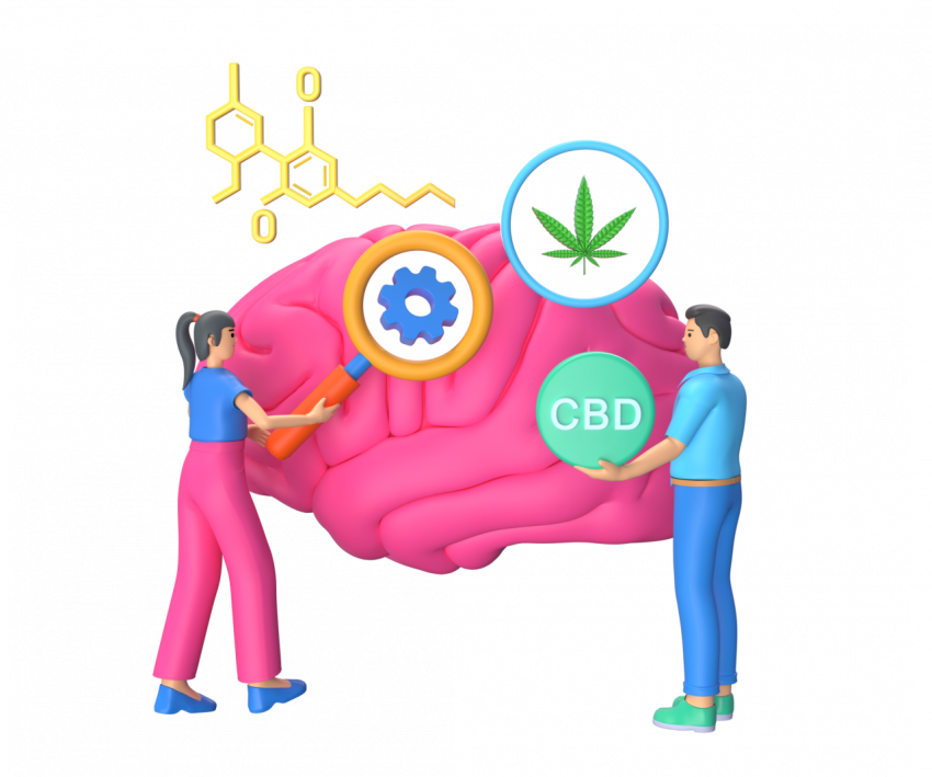 Healthcare persons using cannabidiol in treatment - 3D image