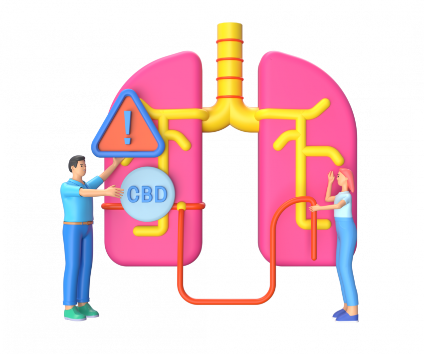 Side effects on lungs due to CBD oil - 3D image