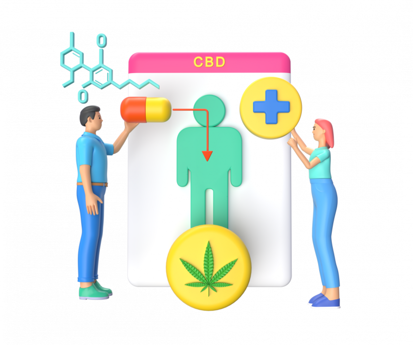 Scientist searching various uses of CBD - 3D image