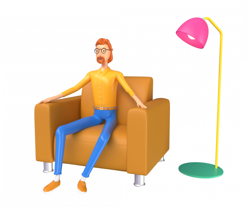 Businessman sitting on sofa - 3D image