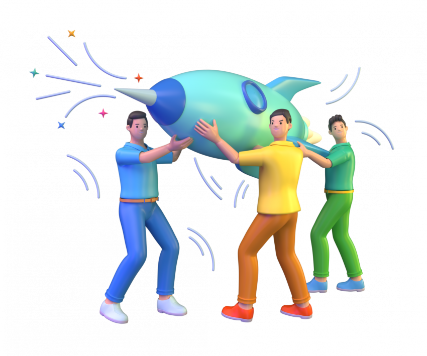 Importance of team work in startup - 3D image