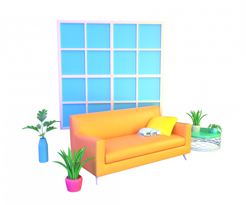 Sofa by the window - 3D image