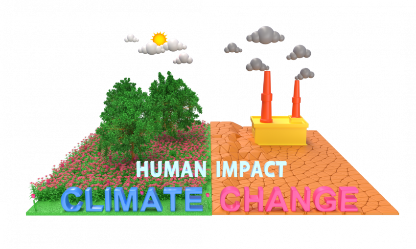 Human impact climate change - 3D image