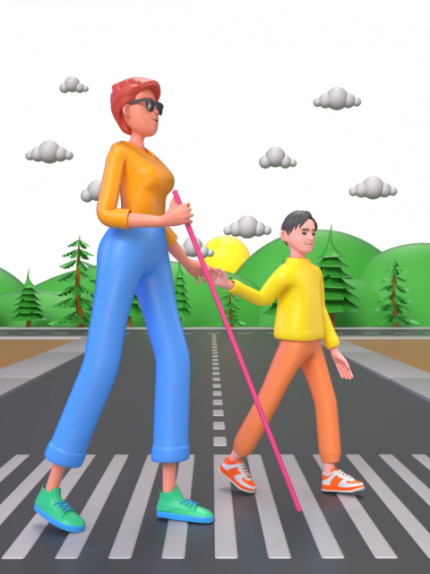 Blind Crossing Street - 3D image