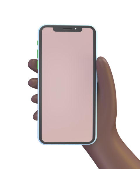 Human holding smartphone with blank screen - 3D image