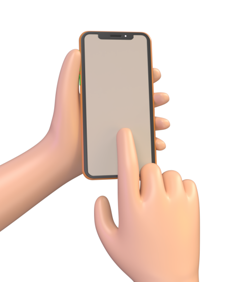 Man holding smartphone with blank screen - 3D image