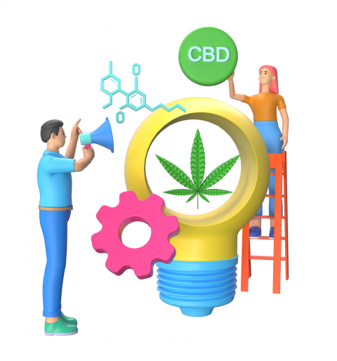 Scientist trying to find new use of CBD - 3D image