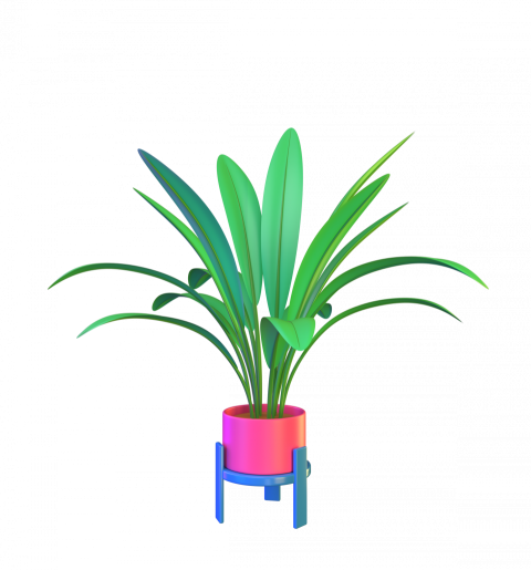 Dessert plant in vase with a stand - 3D image