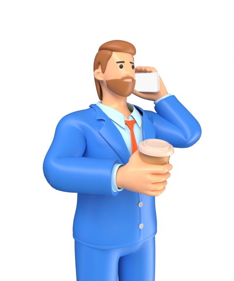 Businessman communicating during office break - 3D image