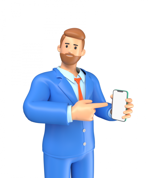 Businessman Presenting Smartphone Screen - 3D image