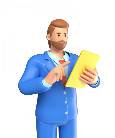 Businessman Referring Business Report - 3D image