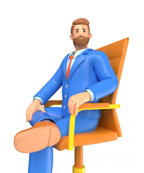 Businessman sitting legs crossed - 3D image