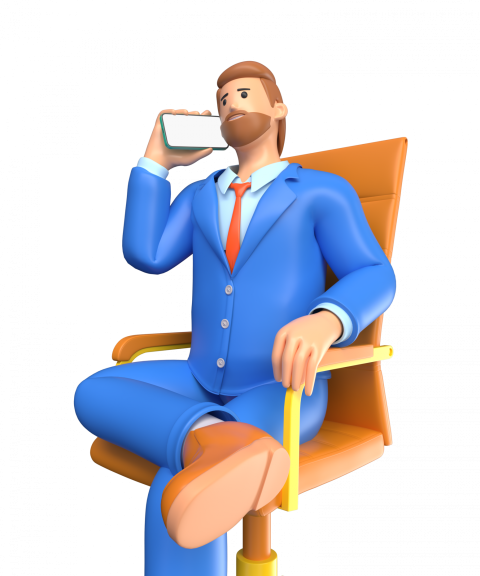 Businessman on a call while sitting - 3D image