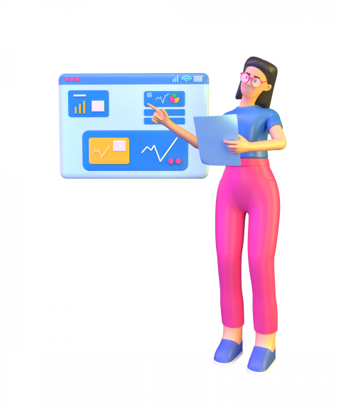 Business woman giving presentation - 3D image