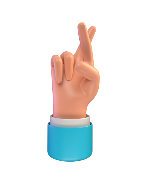 Crossed finger hand - 3D image