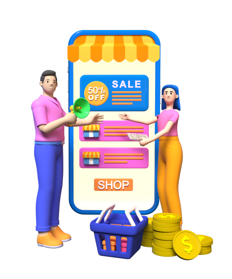 Online shopping sale - 3D image