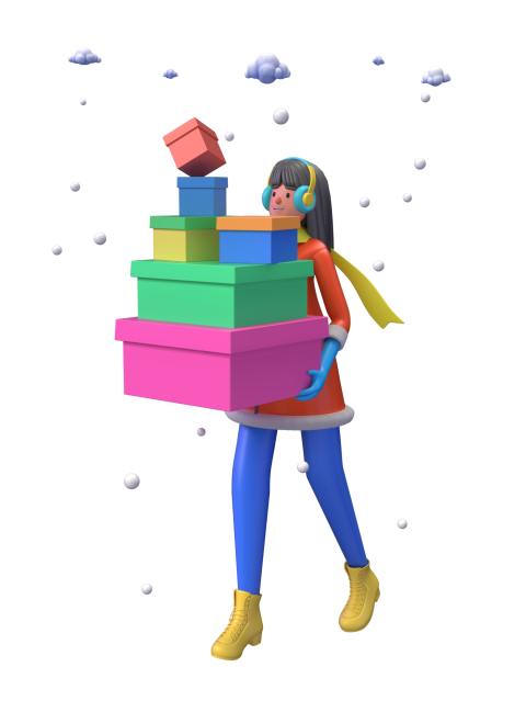 Person Carrying Gifts - 3D image