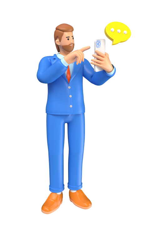 Businessman Chatting on Mobile - 3D image