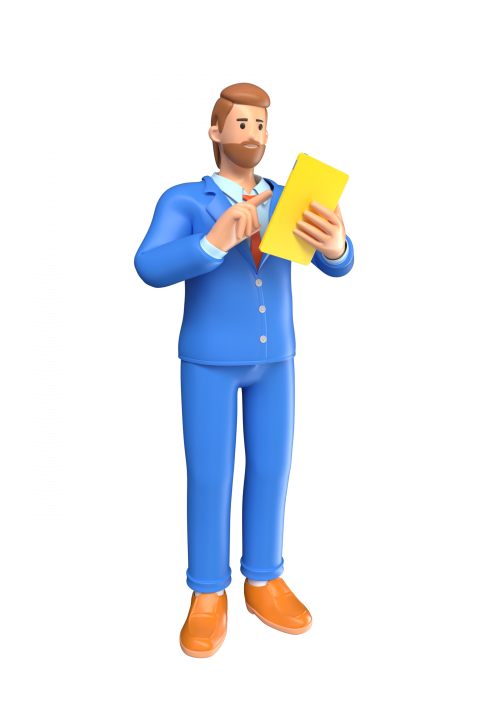 Businessman Reading Report - 3D image