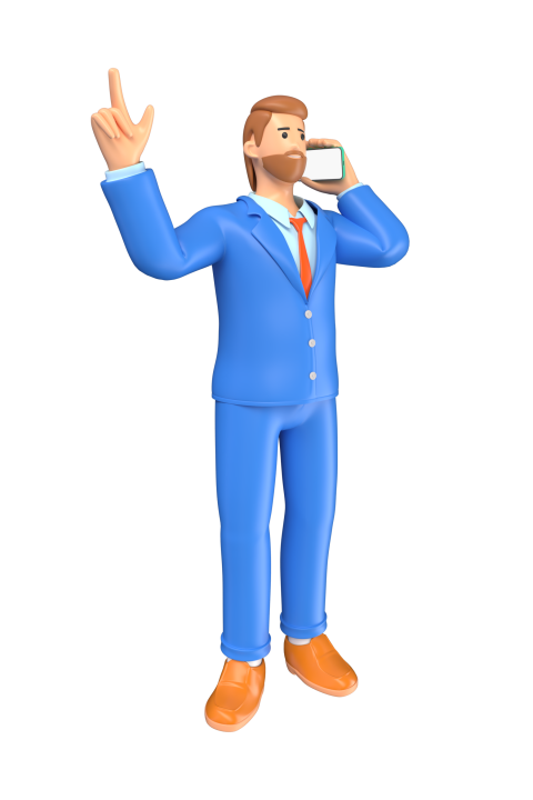 Businessman Talking on Phone - 3D image