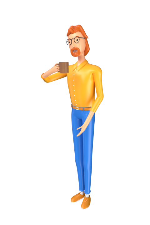 Man drinking coffee - 3D image