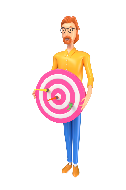 Businessman holding target board - 3D image