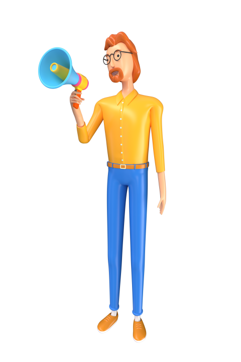 Businessman making announcement - 3D image