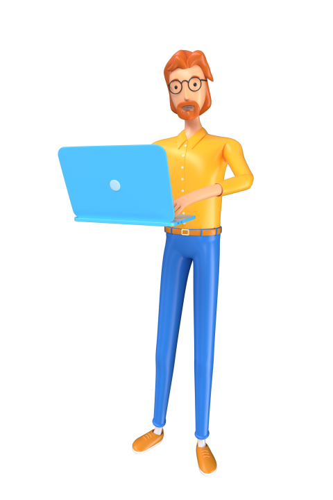Businessman working on laptop - 3D image