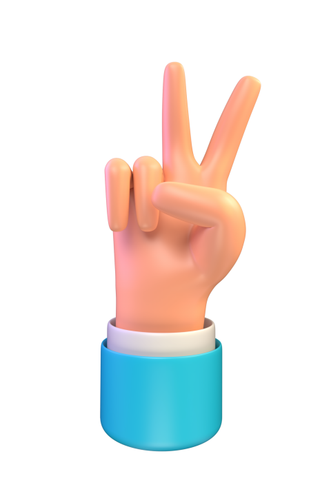 Victory hand gesture - 3D image