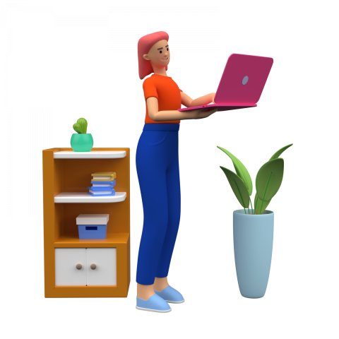 Female freelancer working on project - 3D image